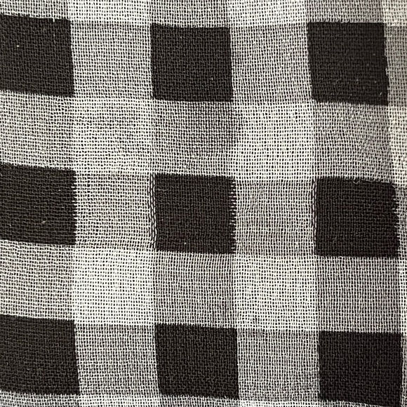 NY & Co Black/white Check sheer front overlay black V-neck tank - Picture 7 of 9